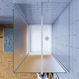 Aica 195cm Box Doccia Angolare Porta Battente con Parete Fissa in Vetro Temperato Satinato Opaco 6mm Anticalcare con Barra Stabilizzatrice 140cm - Consegna gratuita