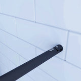 Aica Doccia Walk In 200cm Parete Fissa in Vetro Anti-frantumi Anticalcare da 8 mm Striscia Opaca Centrale Barra Stabilizzatrice Nero Opaco - Consegna gratuita