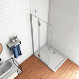 WALK IN Paretina Fissa + Porta Movibile Vetro 8mm Trasparente Temperato Anticalcare con Portasciugamano Barra Stabilizzatrice - Consegna gratuita