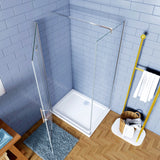 Box Doccia Angolare Porta Battente Pieghevole con Parete Fissa in Vetro Temperato 6mm Anticalcare Barra Stabilizzatrice da 90cm Cromo Lucido - Consegna gratuita