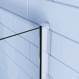 Aica 195 cm Box Doccia Angolare Porta Battente Vetro 6mm Temperato Anticalcare Trasparente con Parete Fissa con 2 Barre Stabilizzatrici Cromo Lucido - Consegna gratuita