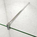 Box Doccia Walk In Parete Fissa Vetro Temperato da 8mm Anticalcare Due Ripiani Mensole Cromato Lucido Barra Stabilizzatrice da 90/140 cm Tagliabile - Consegna gratuita