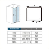 Aica 195 cm Porta Doccia Per Nicchia Apertura Battente Più Paretina Fissa Barra Stabilizzatrice In Vetro 6 mm Temperato Trasparente Anticalcare - Consegna gratuita