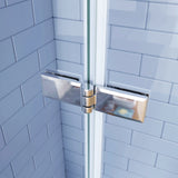 Box Doccia Angolare Porta Battente Pieghevole con Parete Fissa in Vetro Temperato 6mm Anticalcare Barra Stabilizzatrice da 90cm Cromo Lucido - Consegna gratuita