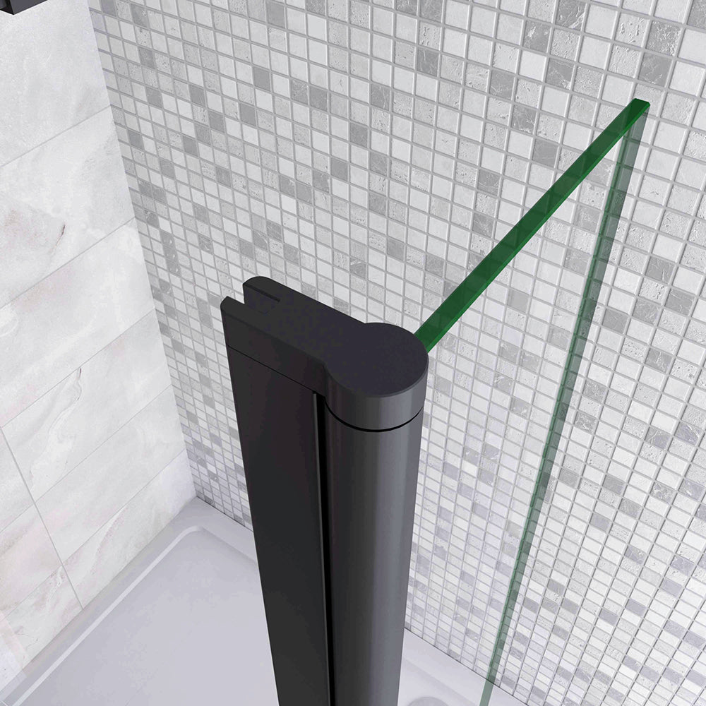 30-40x200cm Box Doccia Walk In Paretina Movibile Paraspruzzo Vetro Temperato da 8mm Trasparente Anticalcare Telaio Nero Opaco