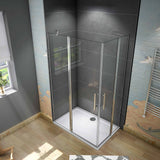 Aica 195 cm Box Doccia Angolare Doppie Porte Apertura Battente Vetro Temperato 6 mm Trasparente Anticalcare Con Barre Stabilizzatrici - Consegna gratuita