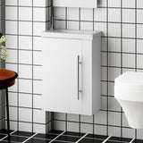 Aica Mobile Bagno Monoblocco Sospeso 44×23×60 cm per Piccoli Spazi con Maniglia e Lavabo in Alluminio #Bianco - Consegna gratuita
