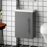 Aica Mobile Bagno Monoblocco Sospeso 44×23×60 cm per Piccoli Spazi con Maniglia e Lavabo in Alluminio #Grigio - Consegna gratuita