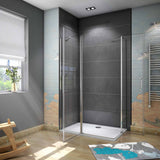 Aica 195 cm Box Doccia Angolare Doppie Porte Apertura Battente Vetro Temperato 6 mm Trasparente Anticalcare Con Barre Stabilizzatrici - Consegna gratuita