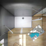 Aica 195 cm Box Doccia Angolare Doppie Porte Apertura Battente Vetro Temperato 6 mm Trasparente Anticalcare Con Barre Stabilizzatrici - Consegna gratuita