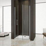 Aica 195cm Porta Doccia Per Nicchia Doppie Ante Battenti Saloon In Vetro 6mm Temperato Trasparente Anticalcare - Consegna gratuita