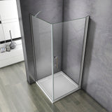 Aica Box Doccia Angolare Porta Battente Vetro 6 mm Temperato Anticalcare con Barra Stabilizzatrice da 45 cm Alto 187cm - Consegna gratuita