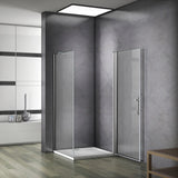 Aica Box Doccia Angolare Porta Battente Vetro 6 mm Temperato Anticalcare con Barra Stabilizzatrice da 45 cm Alto 197 cm - Consegna gratuita