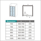 Aica 185 cm Box Doccia per Nicchia Porta a Soffietto Vetro Temperato 5 mm Trasparente Profili Cromati Lucidi - Consegna gratuita
