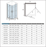 Aica 195 cm Box Doccia Angolare Porta Pieghevole + Porta Battente Vetro 6mm Anticalcare Trasparente Barra Stabilizzatrice Cromo Lucido - Consegna gratuita