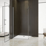 Aica 195 cm Box Doccia Porta Pieghevole Più Parete Laterale Fissa Vetro 6 mm Temperato Anticalcare Telaio e Barra Stabilizzatrice Cromato Lucido - Consegna gratuita