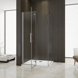 Aica 195 cm Box Doccia Porta Pieghevole Più Parete Laterale Fissa Vetro 6 mm Temperato Anticalcare Telaio e Barra Stabilizzatrice Cromato Lucido - Consegna gratuita