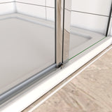 Aica 195 cm Box Doccia Angolare Porta Pieghevole + Porta Battente Vetro 6mm Anticalcare Trasparente Barra Stabilizzatrice Cromo Lucido - Consegna gratuita