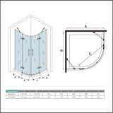 Aica 195 cm Box Doccia Semicircolare Doppia Porta Battente Saloon Vetro 6 mm Temperato Trasparente anticalcare con Barra Stabilizzatrice - Consegna gratuita