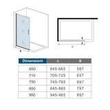 Aica WALK IN Parete Doccia Movibile Girevole Verso Interno e Esterno in Vetro 5 mm Trasparente Temperato Telaio Bianco Argenteo Opaco - Consegna gratuita