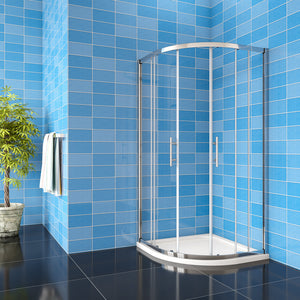 AICA 185 cm Box Doccia Semicircolare Porte Scorrevoli Vetro Temperato 6 mm Trasparente Anticalcare Telaio Cromato Lucido