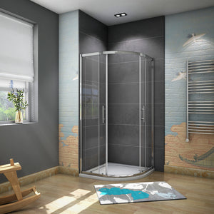 AICA 195 cm Box Doccia Semicircolare Porte Scorrevoli Vetro Temperato 6 mm Trasparente Anticalcare Telaio Cromato Lucido