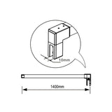 Box Doccia Walk In Parete Fissa in Vetro Temperato da 10mm Trasparente Anticalcare con Doppia Barra Stabilizzatrice da 140cm tagliabile - Consegna gratuita