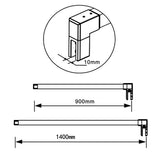 Aica 200cm Parete Per Doccia Walk In Vetro Temperato Trasparente Anticalcare 10mm Con Barra Stabilizzatrice Dimensioni Multiple - Consegna gratuita