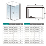 Aica 195cm Box Doccia Angolare Porta Scorrevole Vetro 8mm Temperato Anticalcare Trasparente Telaio Cromato Lucido varie dimensioni - Consegna gratuita