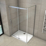 Aica 195 cm Box Doccia Angolare Porta Scorrevole con Parete Fissa Vetro 8 mm Temperato Anticalcare Telaio in Alluminio Cromato Lucido - Consegna gratuita