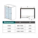 Aica 195 cm Porta Doccia Per Nicchia Anta Scorrevole in Vetro 8 mm Temperato Trasparente Anticalcare Rinforzata da Barra Stabilizzatrice - Consegna gratuita