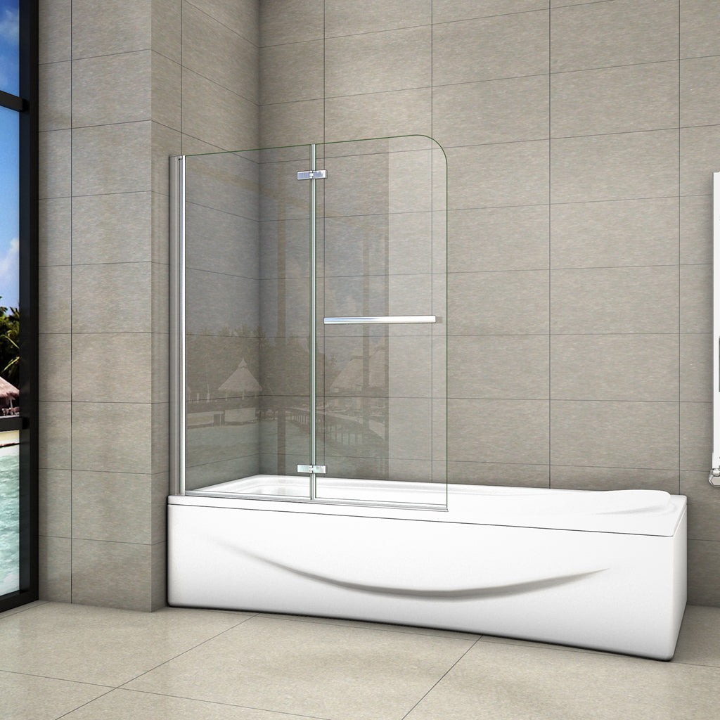 Parete Vasca Da Bagno 4 Ante Pieghevoli, Acrilico Effetto Bagnato, Reversibile, Made In Italy, 67/68+133 Cm