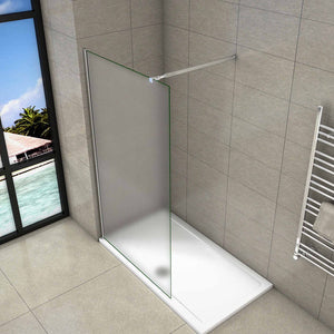 Aica Parete Per Doccia Walk In Vetro 8mm Temperato Anticalcare Satinata-Opaca Totalmente con Varie Barre Stabilizzatrice Tipo 1 - Lunga 73-120 cm regolabile