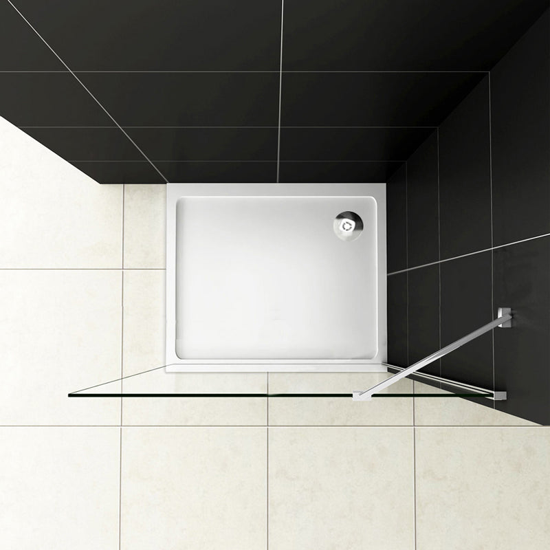Aica Box Doccia Walk In Alta 200 cm Parete Fissa Con Barra Stabilizzatrice Vetro Temperato Trasparente Anticalcare Da 8mm Piatto Doccia Incluso 90x90x3
