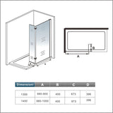 Parete doccia walk-in alta 200 cm con pannello rimovibile da 40 cm, barra stabilizzatrice in vetro temperato trasparente anticalcare da 8 mm o senza barra stabilizzatrice - Consegna gratuita