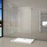 Aica 200 cm Parete Per Doccia Walk In Vetro 8mm Temperato Trasparente Anticalcare con Doppia Barra Stabilizzatrice Tipo 1 - Lunga 73-120 cm regolabile - Consegna gratuita