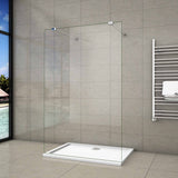 Aica 200 cm Parete Per Doccia Walk In Vetro 8mm Temperato Trasparente Anticalcare con Doppia Barra Stabilizzatrice Tipo 3 - Lunga 90 cm snodabile - Consegna gratuita