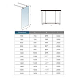 Box Doccia Walk In Parete Fissa in Vetro Temperato da 10mm Trasparente Anticalcare con Doppia Barra Stabilizzatrice da 140cm tagliabile - Consegna gratuita