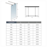 Aica 200 cm Parete Per Doccia Walk In Vetro 8mm Temperato Trasparente Anticalcare con Doppia Barra Stabilizzatrice - Consegna gratuita