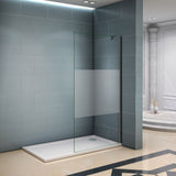 Aica Box Doccia 200 cm Walk In Vetro Temperato Anticalcare Satinato Al Centro Con Barra Stabilizzatrice Snodabile 45cm E Piatto Doccia 85 - Consegna gratuita