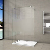 Aica 200 cm Walk In Parete Per Doccia in Vetro 8 mm Temperato Anti-frantumi Anticalcare Striscia Centrale Opaca con Doppia Barra Stabilizzatrice - Consegna gratuita