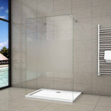 Aica 200 cm Walk In Parete Per Doccia in Vetro 8 mm Temperato Anti-frantumi Anticalcare Striscia Centrale Opaca con Doppia Barra Stabilizzatrice - Consegna gratuita