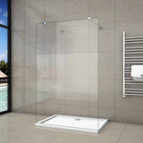 Aica 200 cm Walk In Parete Per Doccia in Vetro 8 mm Temperato Anti-frantumi Anticalcare Striscia Centrale Opaca con Doppia Barra Stabilizzatrice - Consegna gratuita