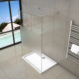 Aica 200 cm Walk In Parete Per Doccia in Vetro 8 mm Temperato Anti-frantumi Anticalcare Striscia Centrale Opaca con Doppia Barra Stabilizzatrice - Consegna gratuita