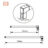 Box Doccia Walk In Parete Fissa Vetro Temperato da 8mm Anticalcare Due Ripiani Mensole Cromato Lucido Barra Stabilizzatrice da 90/140 cm Tagliabile - Consegna gratuita