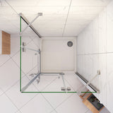 Box Doccia Angolare Porte Battenti in Vetro 8 mm Temperato Anticalcare con Portasciugamani Barre Stabilizzatrici - Consegna gratuita