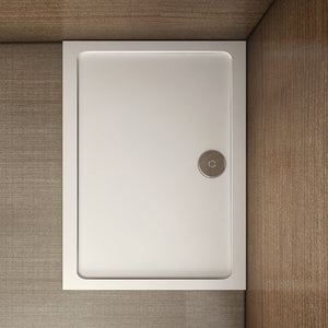 Aica Piatto Doccia Quadrato/Rettangolare Dimensioni Multiple In Marmo Minerale e Resina Mista Ultra Sottile Bianco Lucido Antiscivolo Antibatterico 160x80x3