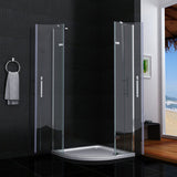 Aica 195 cm Box Doccia Semicircolare Doppia Porta Battente Saloon Vetro 6 mm Temperato Trasparente anticalcare con Barra Stabilizzatrice - Consegna gratuita