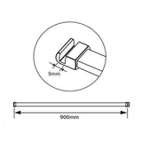 Aica Doccia Walk In 200cm Parete Fissa in Vetro Anti-frantumi Anticalcare da 8 mm Striscia Opaca Centrale Barra Stabilizzatrice Nero Opaco - Consegna gratuita