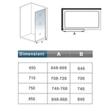 Aica Box Doccia Parete Doccia Walk In Alta 195cm Vetro Temperato Trasparente Anticalcare 6mm Easyclean Con Barra Stabilizzatrice - Consegna gratuita